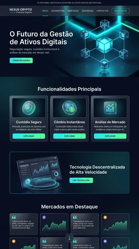Design de interface de site para BLOCKCHAIN & FINANÇAS WEB3 — Digitalleke