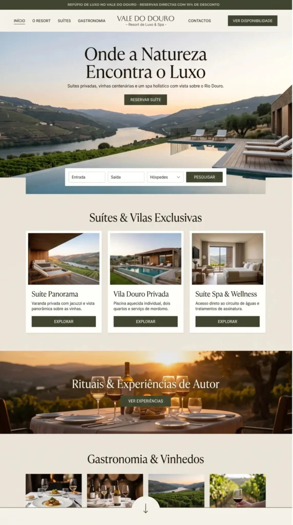Design de interface de site para HOTELARIA & RESORTS DE LUXO — Digitalleke