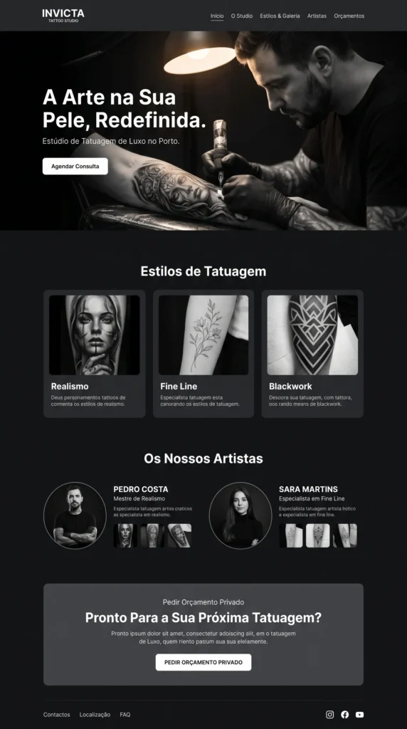 Design de interface de site para STUDIO DE TATUAGENS — Digitalleke