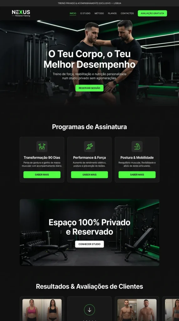 Design de interface de site para PERSONAL TRAINING — Digitalleke
